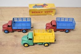 Dinky Toys Die-casts, 343 Dodge Farm Produce Wagon, green cab and chassis, yellow staked body, paint