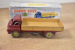 Dinky Supertoys Die-cast, 922 Big Bedford Lorry, maroon chassis and cab, tan bed, in original blue