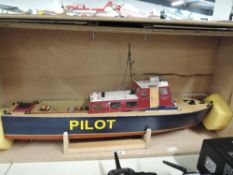 Model Boat hand built by Renowned Model Builder Allan Miller, wooden and plastic, Pilot Boat Lion