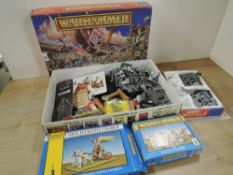 Games Workshop Warhammer, 0120 box containing many figures some made and painted some unmade,