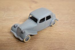 French Dinky Toys Die-cast, 24N Citroen 11 BL, 3rd issue with 17mm rear window, grey body, white