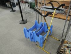 FMS Model Aeroplane X Model Display Stand along with two Overlander Batteries Foam Display Stands