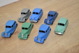 Dinky Toys Die-casts, 153 Standard Vanguard, light blue, 151 Triumph 1800 Saloon in light blue, fawn
