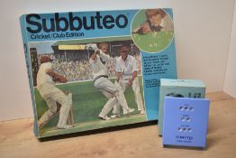 Subbuteo Cricket, Club Edition, 10 fielders, 1 bowler, 2 batsman and 2 umpires present, appears