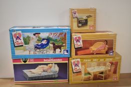 Pedigree Sindy Accessories, 44503 Bed and Bedclothes, 44510 Walk in the Park, 44518 Settee, 44582