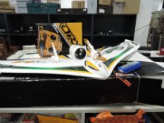 Two Hobby King Radio Controlled Kit Built Model Aircrafts, Sonic 64, one unmade in card box, one