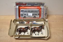 Britains Farm 6F General Purpose Plough, lead painted two horses, plough and farmer, in original box