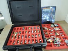 Games Workshop Warhammer High Elves Supplement with many painted figures in hard plastic case with