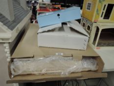 Flat Pack Dolls House with brief instruction diagram inside, along with Dolls House Furniture and