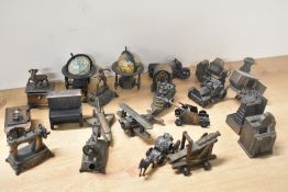 Play Me cast model Pencil Sharpeners, Globe, Safe, Sewing Machine and similar, 21 in total