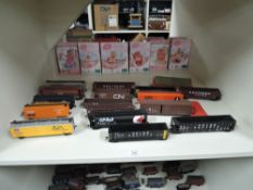 Plastic kit built HO Scale American Tankers and Wagons, 17 in total