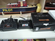 Radio Control Transmitters, Microzone MC6C x2, both boxed, Devict DE-104 in polystyrene packaging,