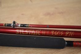 A Silstar MX 3505-270 2.7meter and a DuettEnforcer boat rod6ft 6in 30lb