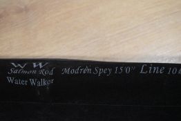 A Walter Walker modern spey 15ft 3pc #10 new and unused in soft sleeve.