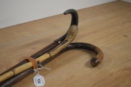 Three short walking canes measuring 84cm long approx