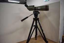 A Kowa TSN-3 spotting scope with Prominar fluorite lens and a Velbon D600 tripod