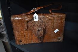 A caiman handbag with matching purse