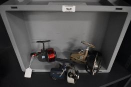 Three vintage Abu fishing reels An Abu Cardinal 40 An Abu 505 and an Abu Cardinal 7 all in working