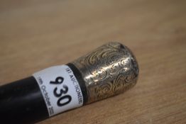A silver topped walking cane measuring 80cm long hallmarked birmingham 1887