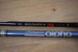 A Leeda Dragonfly 2 3pc 11ft 3in #7-9 fly rod and a Shakespeare Alpha 2.85m 2pc # 8-9 fly rod