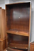 Two large 20th century mahogany open bookcases with adjustable shelving 198cm x 92cm x 30cm