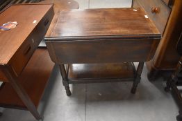 Two 1940's oak drop-leaf occasional tables, both of traditional design 62cm x 66cm x 42cm & 73cm x
