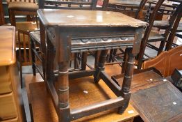 A period oak coffin stool, width approx. 46cm