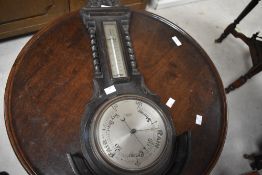 An early 20th Century aneroid barometer , the silvered dial named for James Lucking