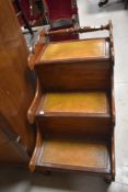 A 19th Century mahogany library step commode, having turned back rail , width approx. 49cm