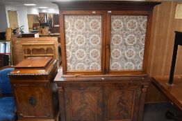 A Victorian and later bookcase (possible marriage), width approx. 123cm