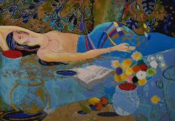 After Russell Baker (American b.1958) a limited edition serigraph 'Elonge' a semi naked female