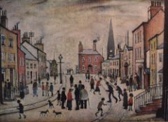 After Laurence Stephen Lowry RBA, RA (British 1887 - 1976) Lithograph 'A Lancashire Village', titled