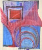 Manfred Robertz (polish? 20th/21st century) wax based paint or crayon, abstract composition,