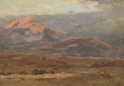 Alexander Kellock Brown RSA (Scottish 1849 - 1922) Oil on canvas, depicting a mountainous Scottish