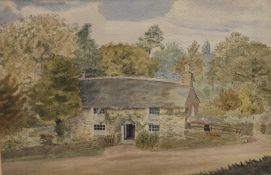 An attractive late 19th/early 20th century English school watercolour, rural dwelling with lone