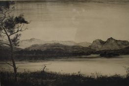 *Local Interest* Johnstone Baird (Scottish 1872 - ?) Etching, a view over Windermere taking in the
