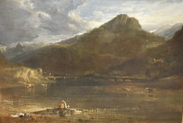 Attributed to Sir Augustus Wall Calcott (British 1779-1844) oil on canvas, river or lake scene