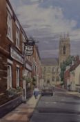 Geoffrey Lockey (British Contemporary) Watercolour 'Beverley' a view of Highgate featuring the Monks