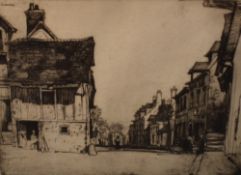 After Sir David Young Cameron (British 1865 - 1945) etching, a view of a 19th century street with