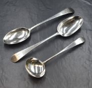 A matched pair of George III Irish Old English pattern silver serving spoons, having 'CS'*