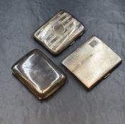 An Edwardian silver cigarette case, of hinged rectangular form having engine turned decoration and