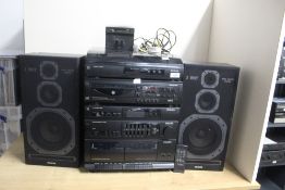 A Philips stackin hi-fi system with speakers