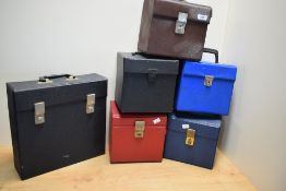 A Selection of vintage record cases for storing and carrying your seven inch vinyl singles