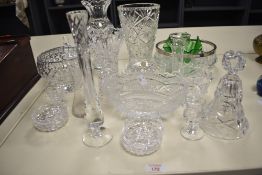 A large selection of 20th-century crystal cut glassware, to include a Royal Brierley bud vase;