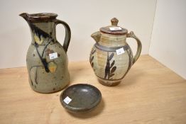 A mixed 20th-century lot, to include a Wenford Bridge studio pottery lidded jug by Jane Herold,