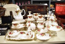 A set of 20th-century Royal Albert Bone China 'Old Country Roses' tea ware, featuring a repetitive