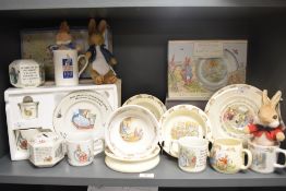 A large collection of late 20th-century Wedgwood Peter Rabbit porcelain, to include one moneybox,
