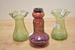 Two late 19th-century Klostermühle Art Nouveau Loetz-style Olympia art glass vases, both of a