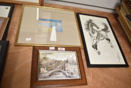 A selection of three 20th-century art prints, to include Janette and Priscilla, a watercolour in the