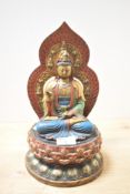 A 20th-century Chinese brass gilt painted Guanyin Bodhisattva statue, associated with mercy or